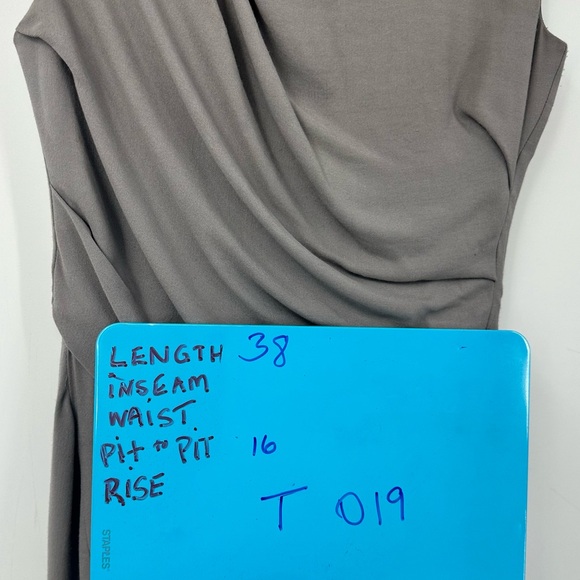 Helmut Draped Silk Gray Sleeveless Scoop Neck Midi Length Dress Size 0 - Picture 8 of 8